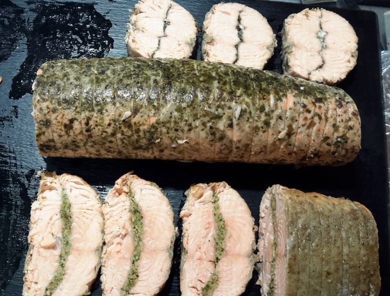 vente de saumon rôti chez La poissonnerie-traiteur Marée Bleue Yvrac et mérignac
