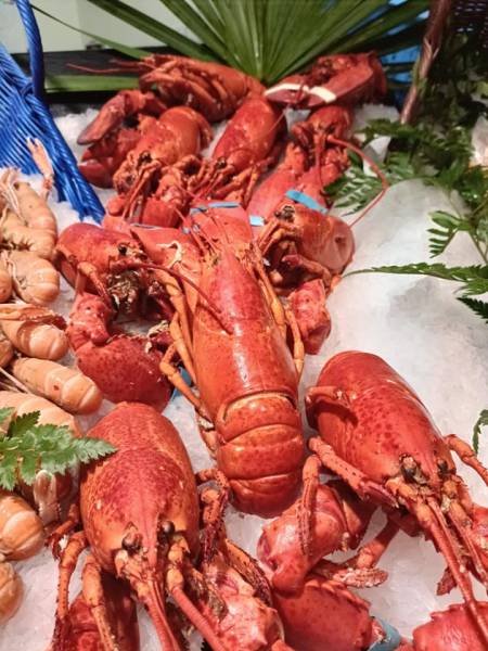 arrivage homard vivant et cuit poissonnerie-traiteur Marée Bleue Mérignac dans la halle de l'heure du marché proche Pessac